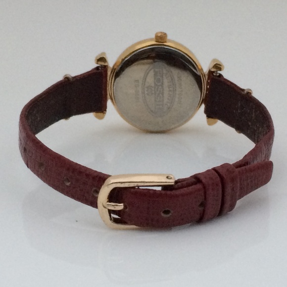 Rare Fossil Ladies Watch Gold Tone Brown Leather - Picture 6 of 8
